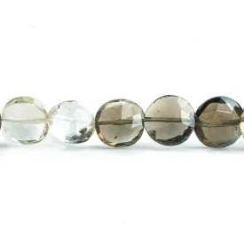 10mm Bi-Color Quartz Faceted Coin Beads 8 inch 21 pieces