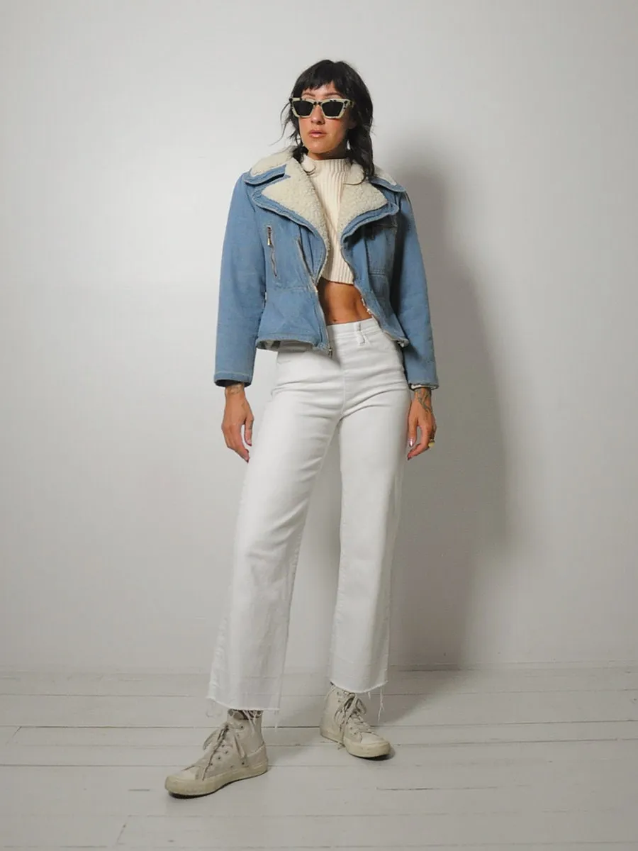 1970's Denim Sherpa Motorcycle Jacket