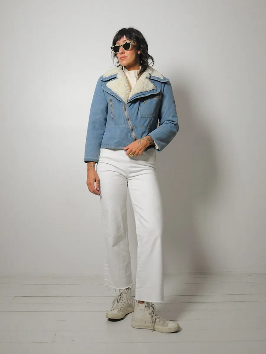 1970's Denim Sherpa Motorcycle Jacket