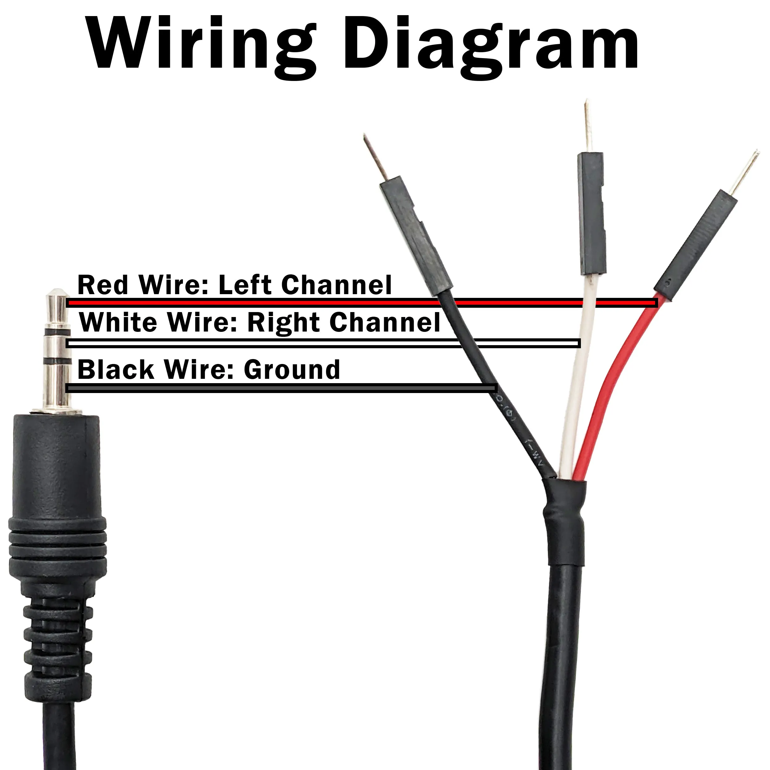 5 Pack 3.5mm Breakout Stereo Male Cable to 3x Dupont Male, 6 Feet Total Length