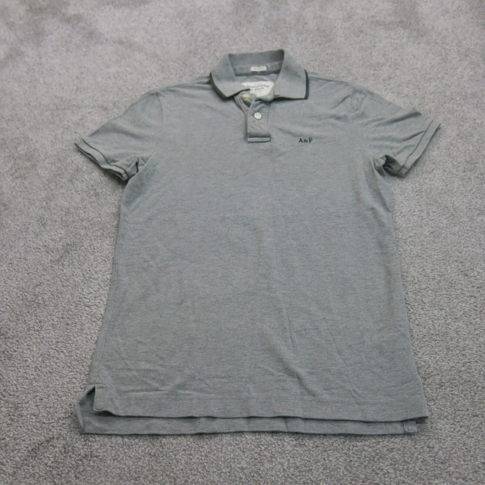 Abercrombie & Fitch Mens Polo Shirt Muscle Short Sleeves High Low Gray SZ Medium