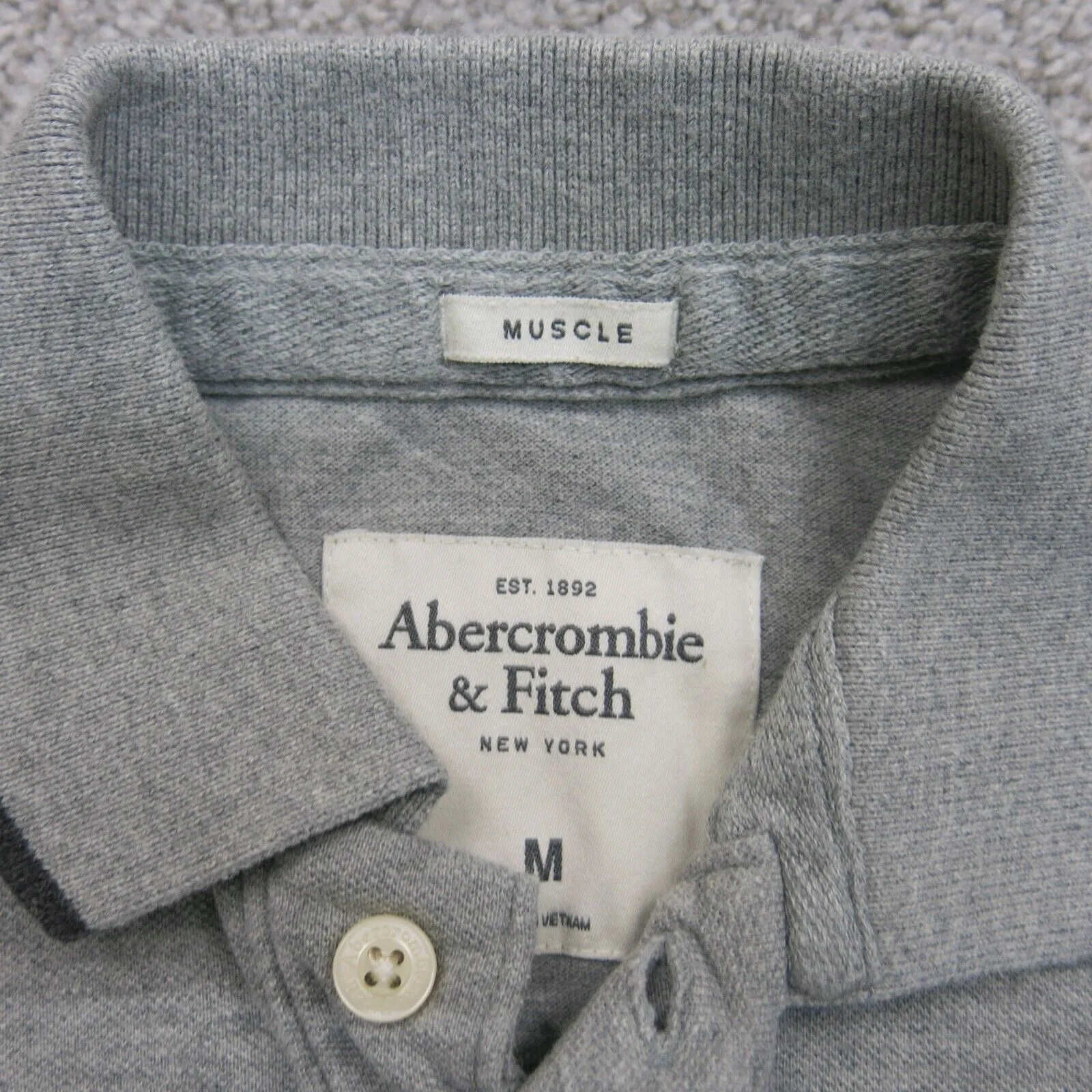 Abercrombie & Fitch Mens Polo Shirt Muscle Short Sleeves High Low Gray SZ Medium