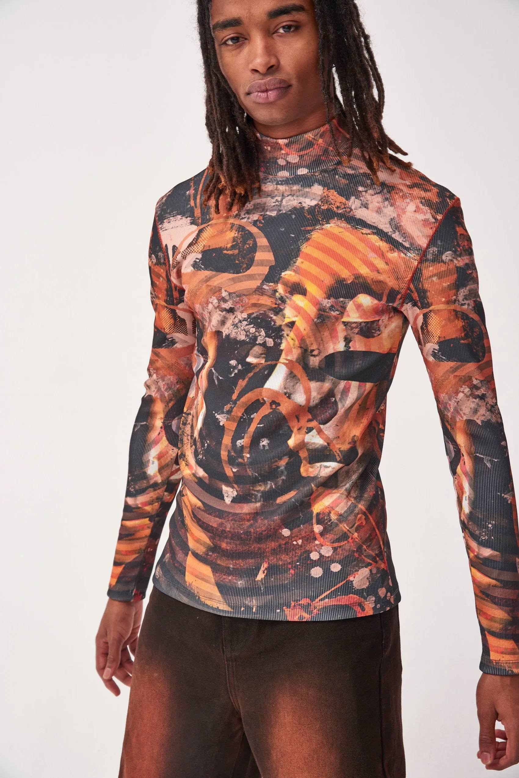 Abstract Renaissance Print Long Sleeve Top