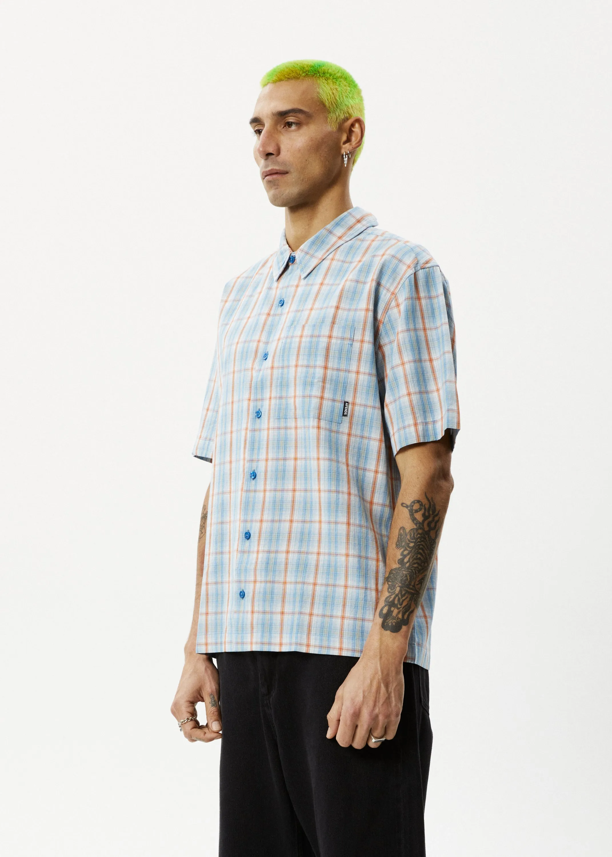 AFENDS Mens Position - Short Sleeve Shirt - Lake Check