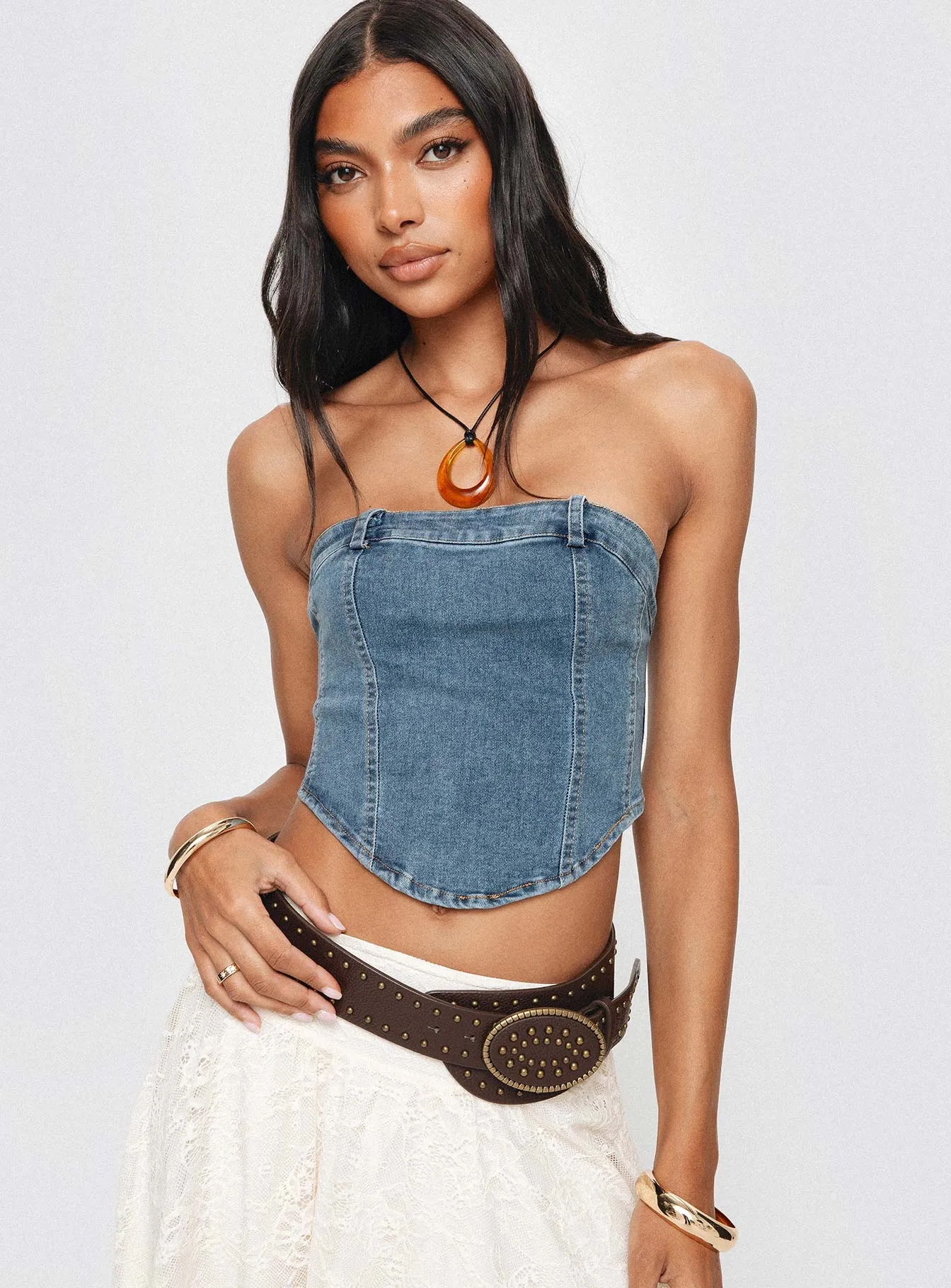 Alexian Strapless Top Denim