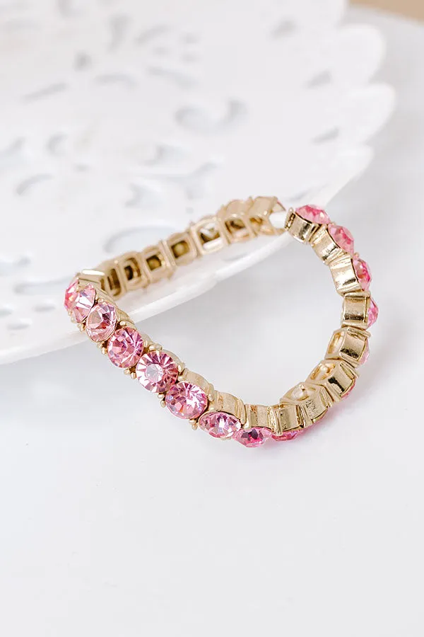 All The Sparkles Stretch Bracelet in Pink