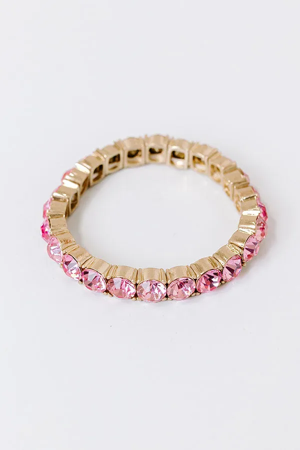 All The Sparkles Stretch Bracelet in Pink