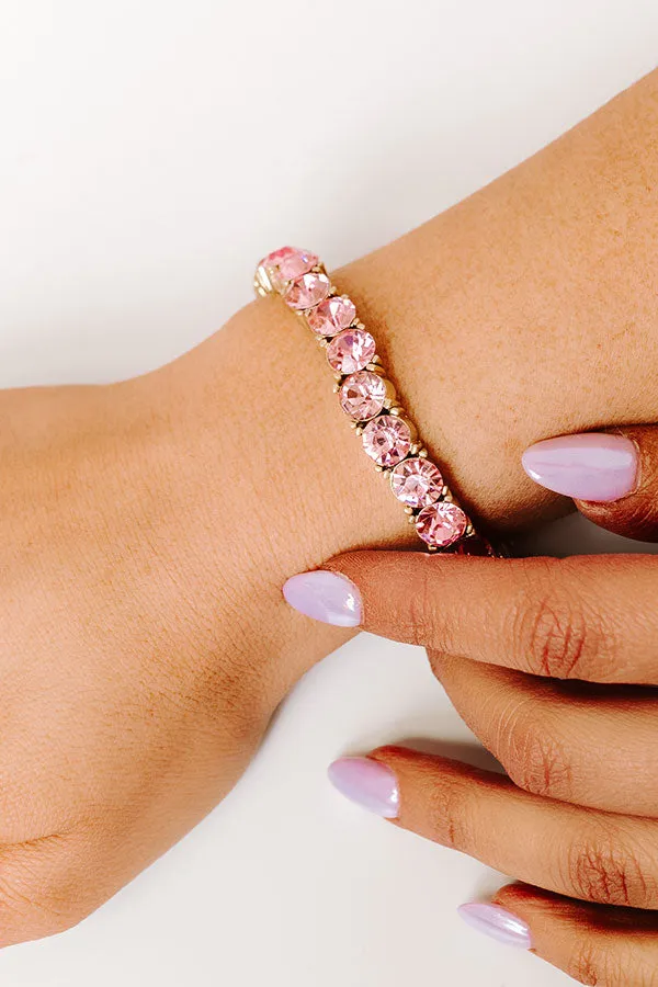 All The Sparkles Stretch Bracelet in Pink