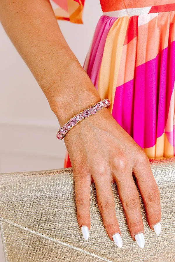 All The Sparkles Stretch Bracelet in Pink