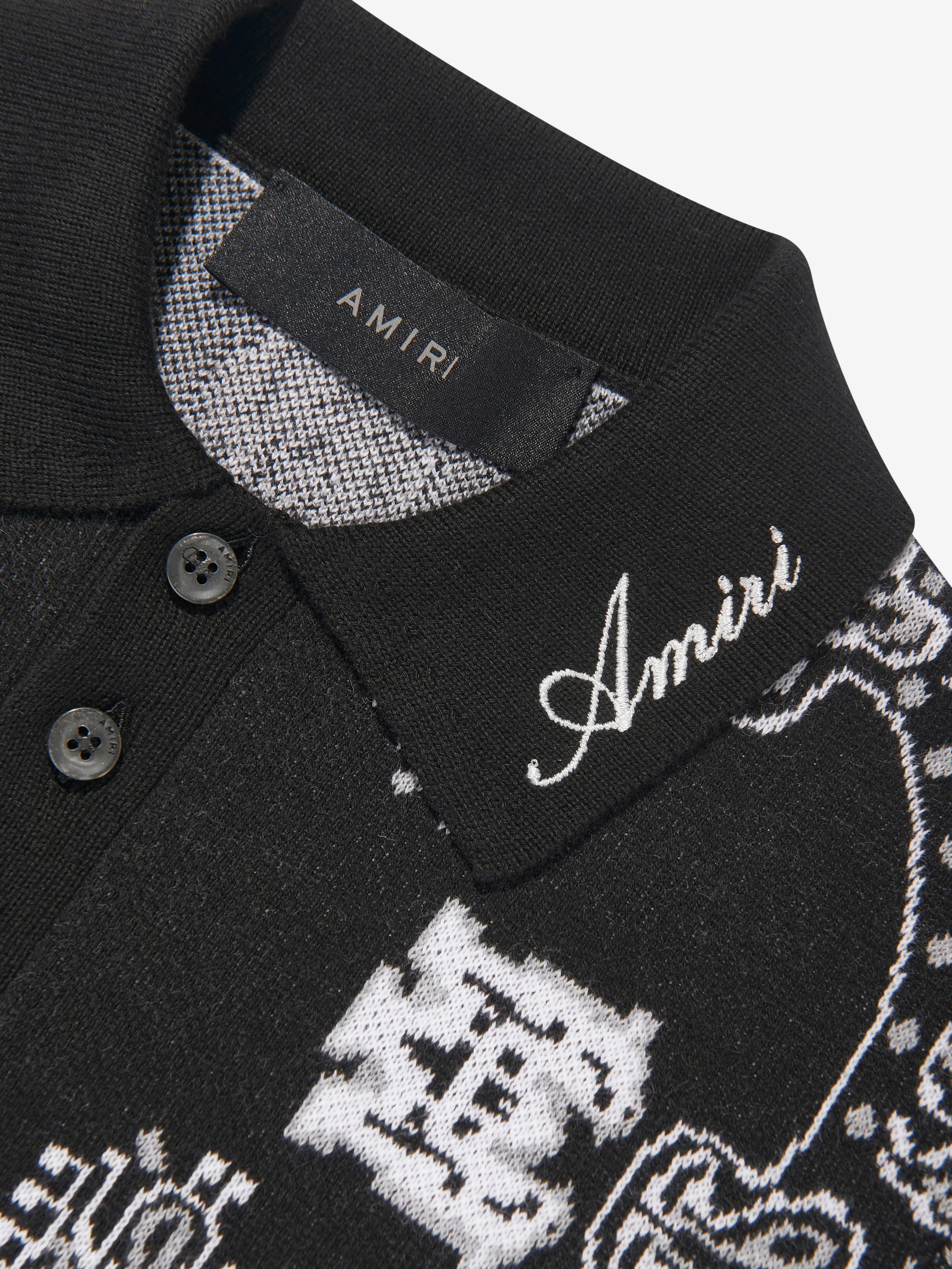 Amiri Boys Bandana Polo Shirt in Black