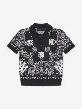 Amiri Boys Bandana Polo Shirt in Black