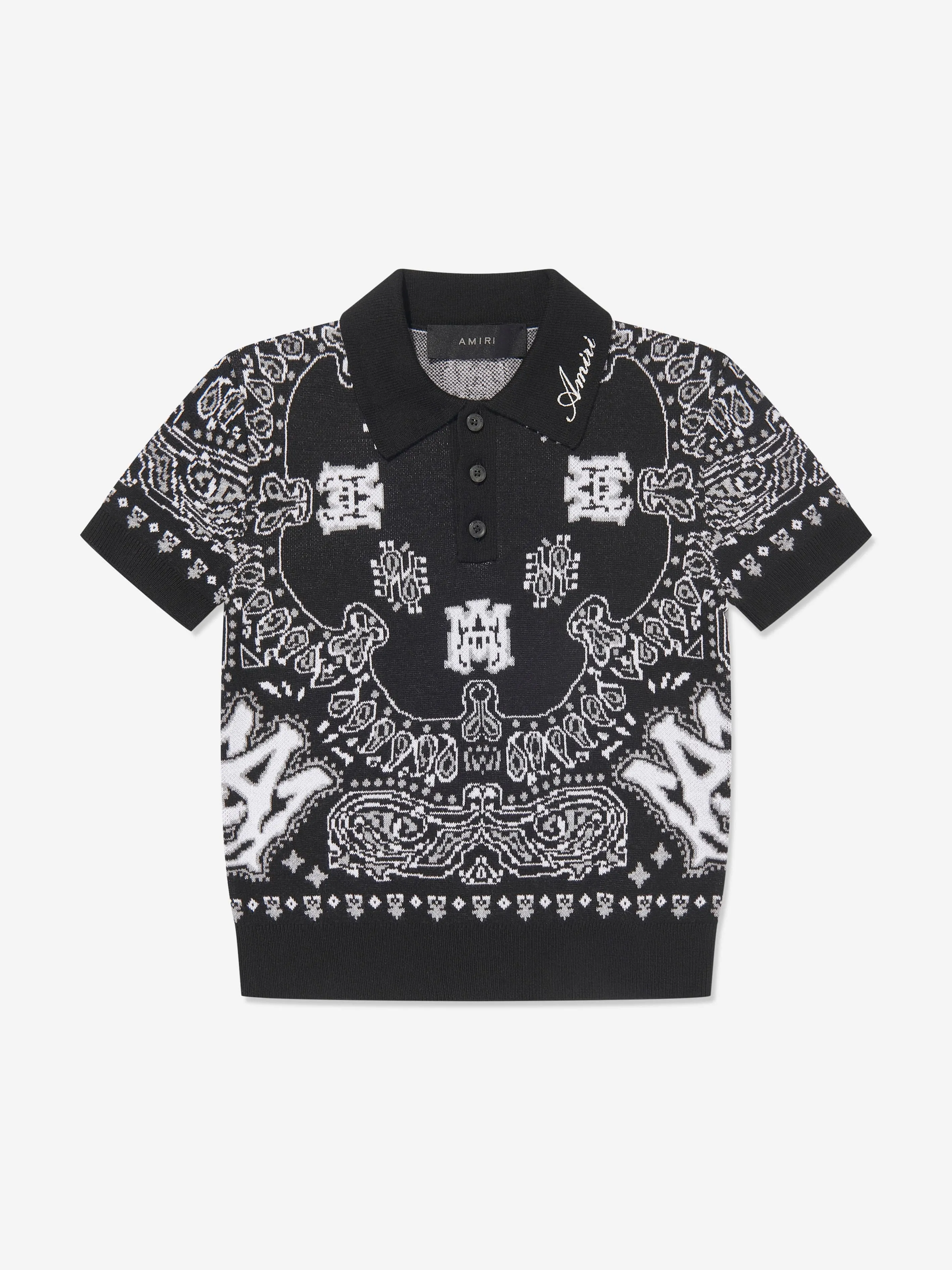 Amiri Boys Bandana Polo Shirt in Black