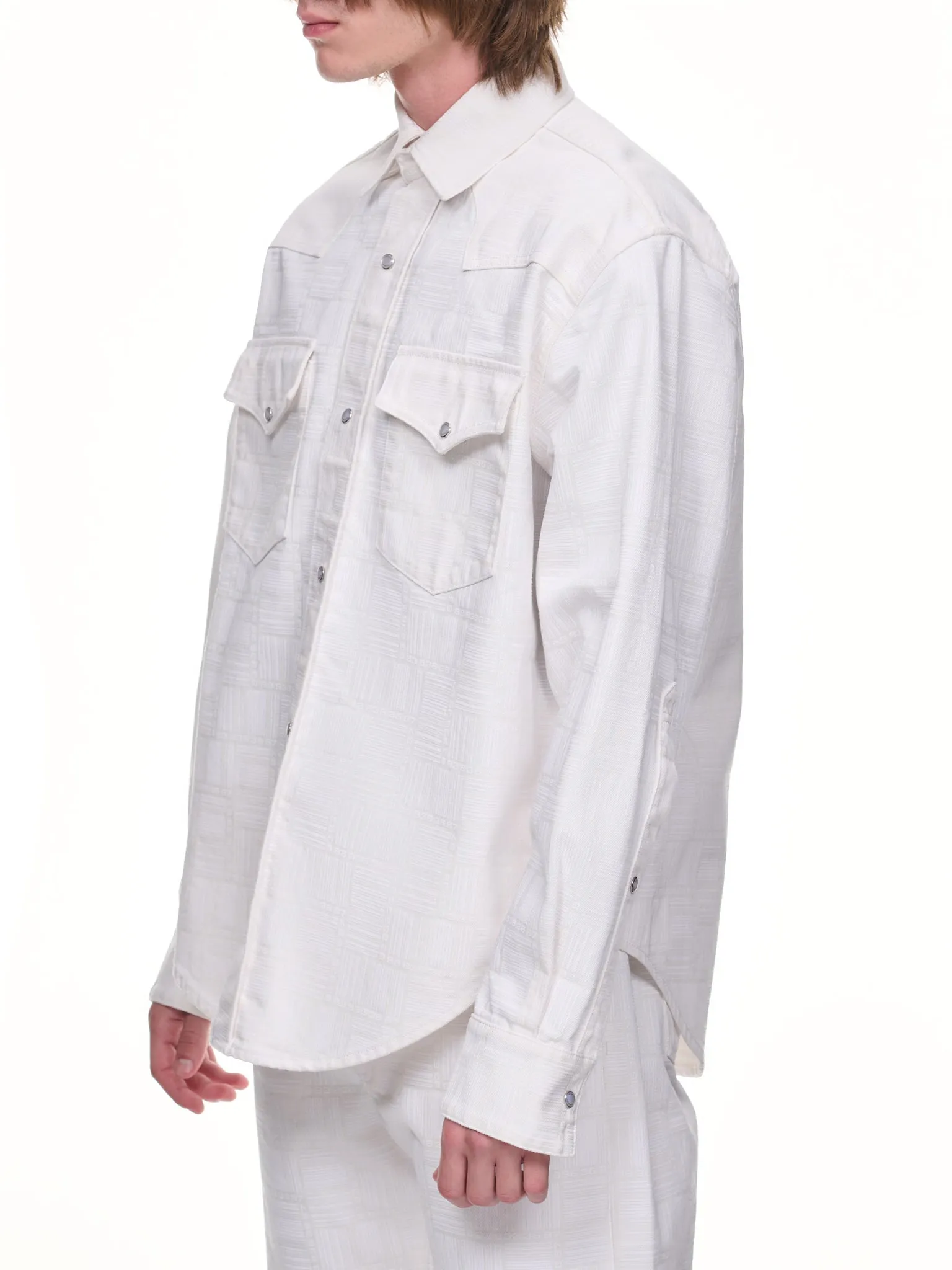 Barcode Monogram Denim Shirt (VL14SH550W-WHITE)