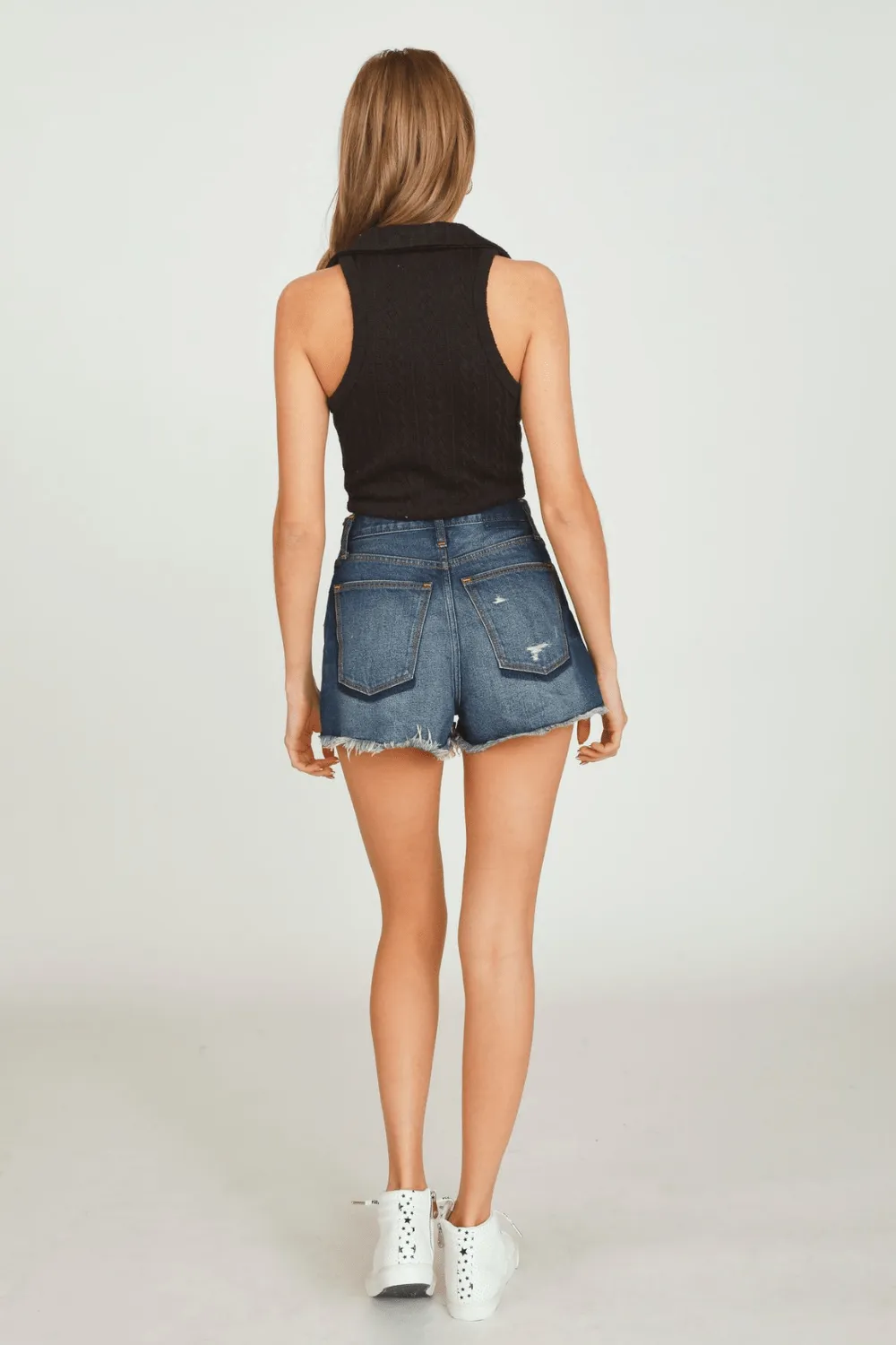 Black Knit Polo Tank Top