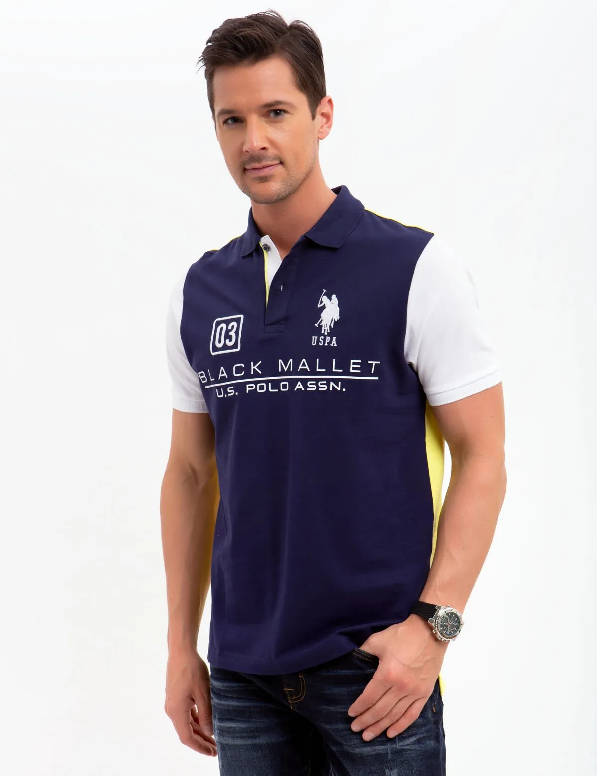 BLACK MALLET LOGO POLO SHIRT