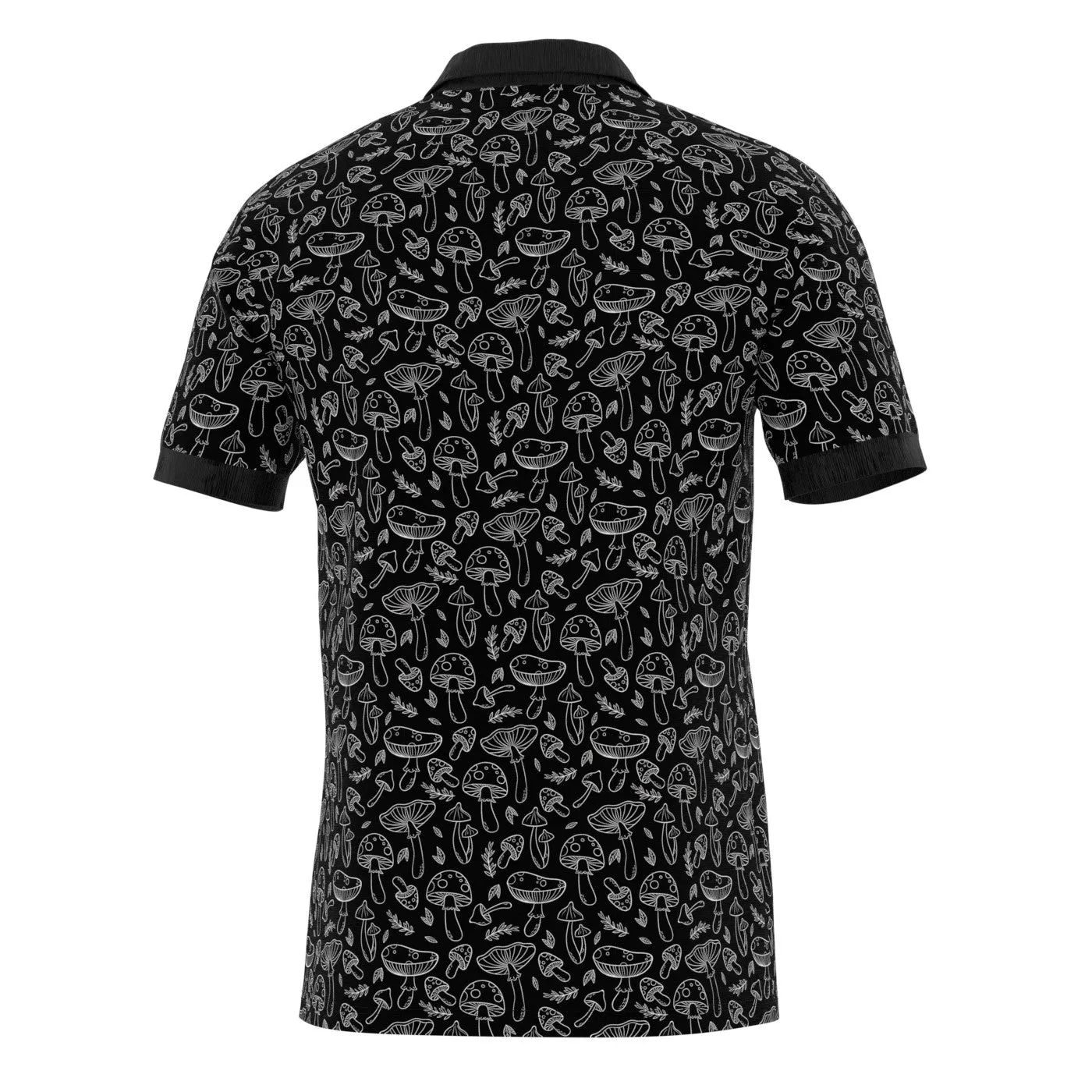 Black 'n' White Mushrooms Polo Shirt