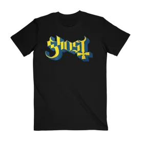 Blue and Yellow Ghost Logo Tee