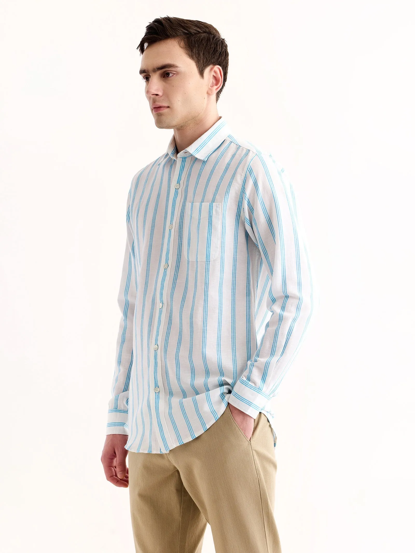 Blue Striped Linen Shirt