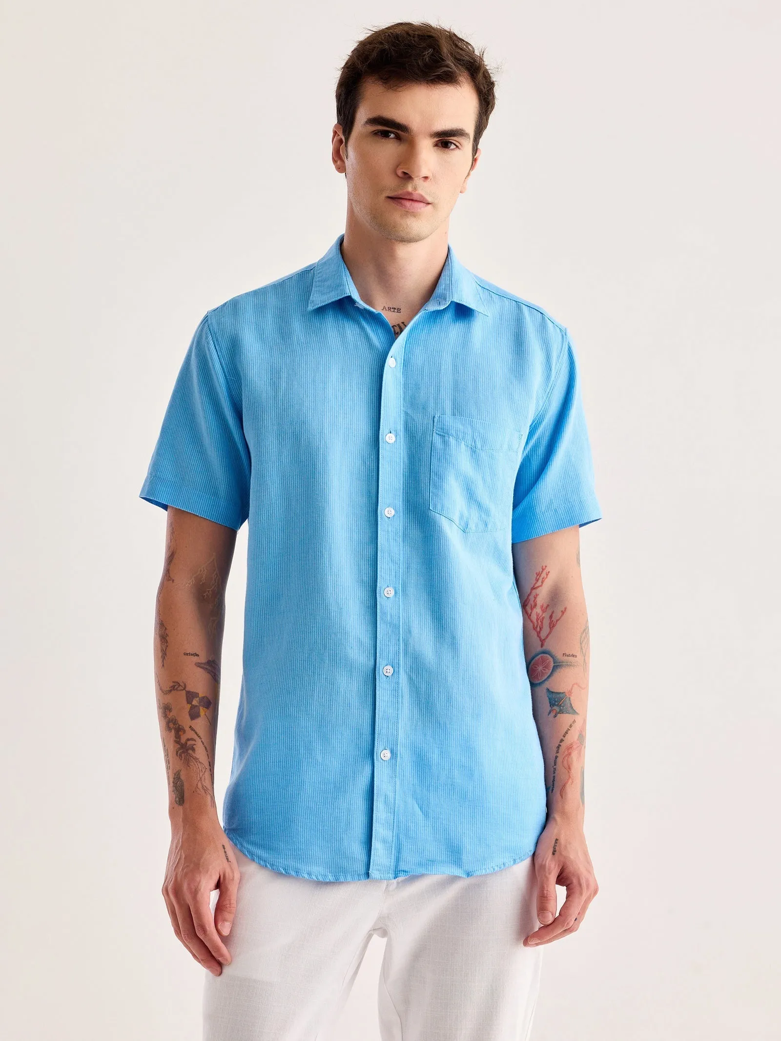 Blue Striped Linen Shirt