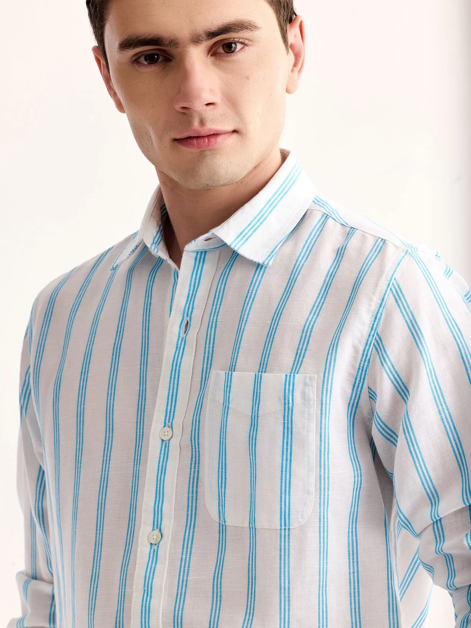 Blue Striped Linen Shirt