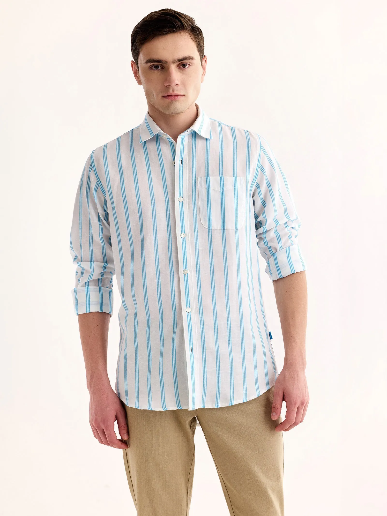 Blue Striped Linen Shirt