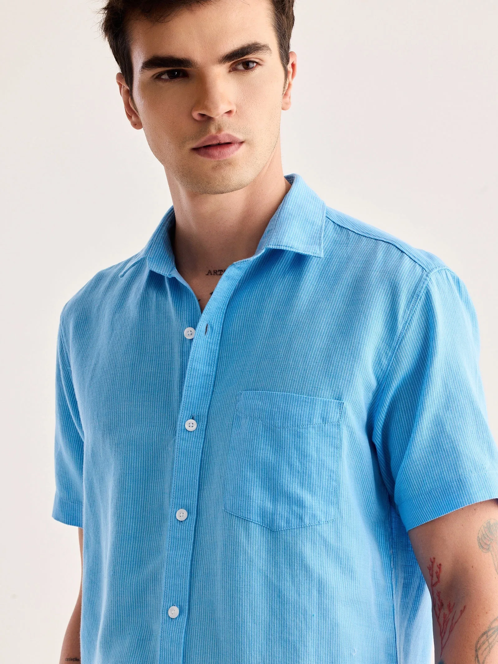 Blue Striped Linen Shirt