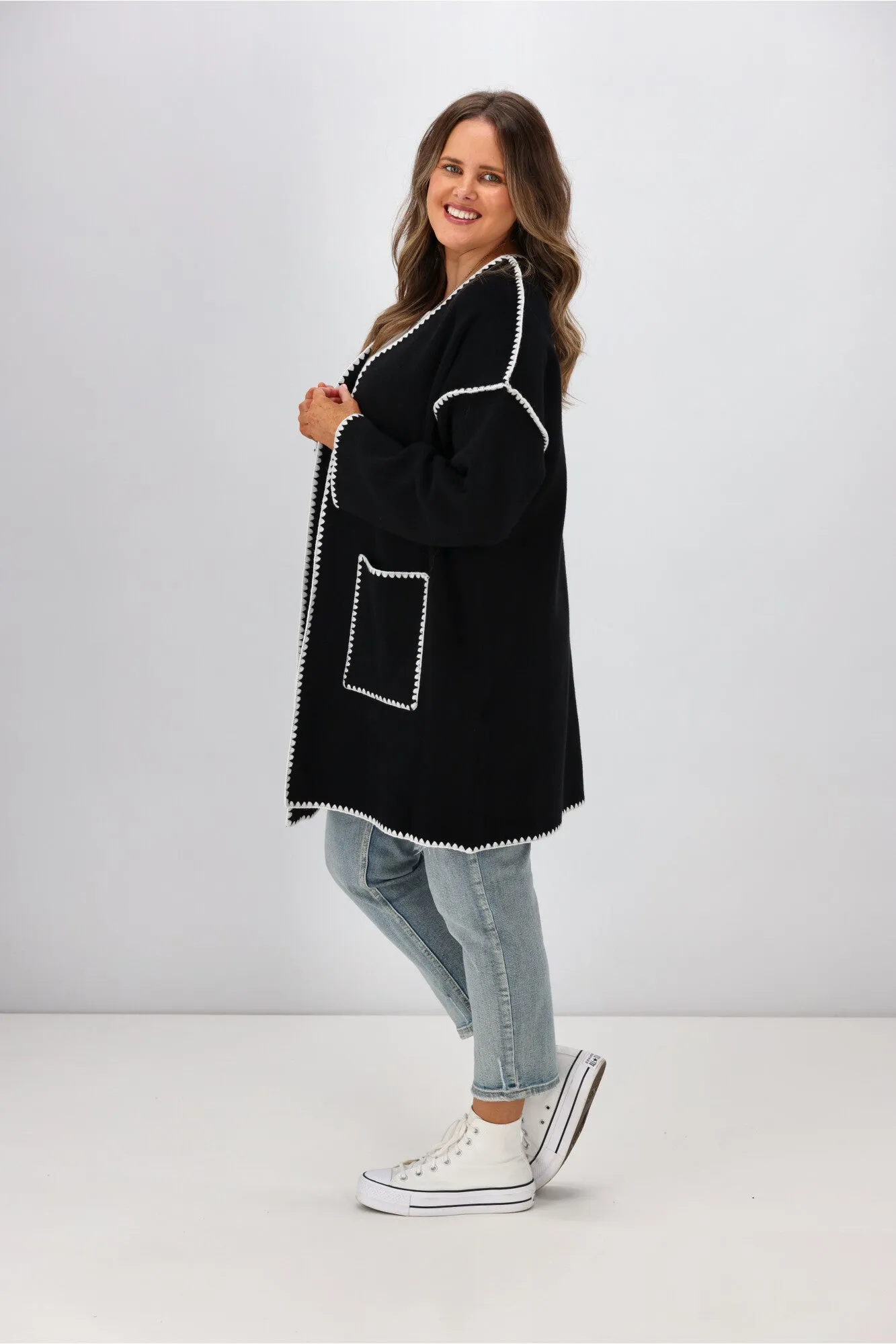 Boho Australia Emelia Cardigan Black White