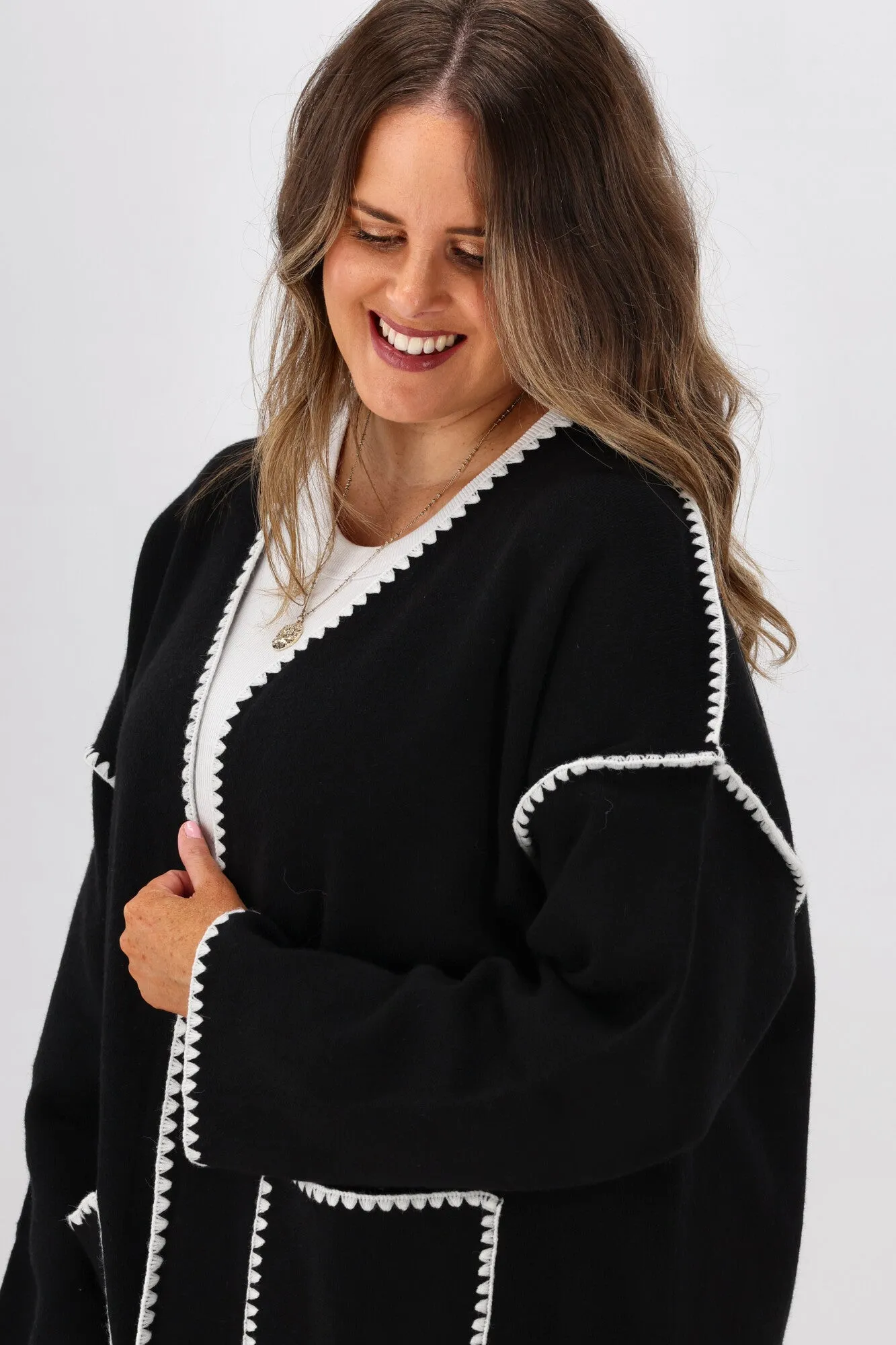 Boho Australia Emelia Cardigan Black White