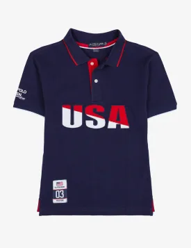 BOYS USPA USA CHEST LOGO POLO SHIRT