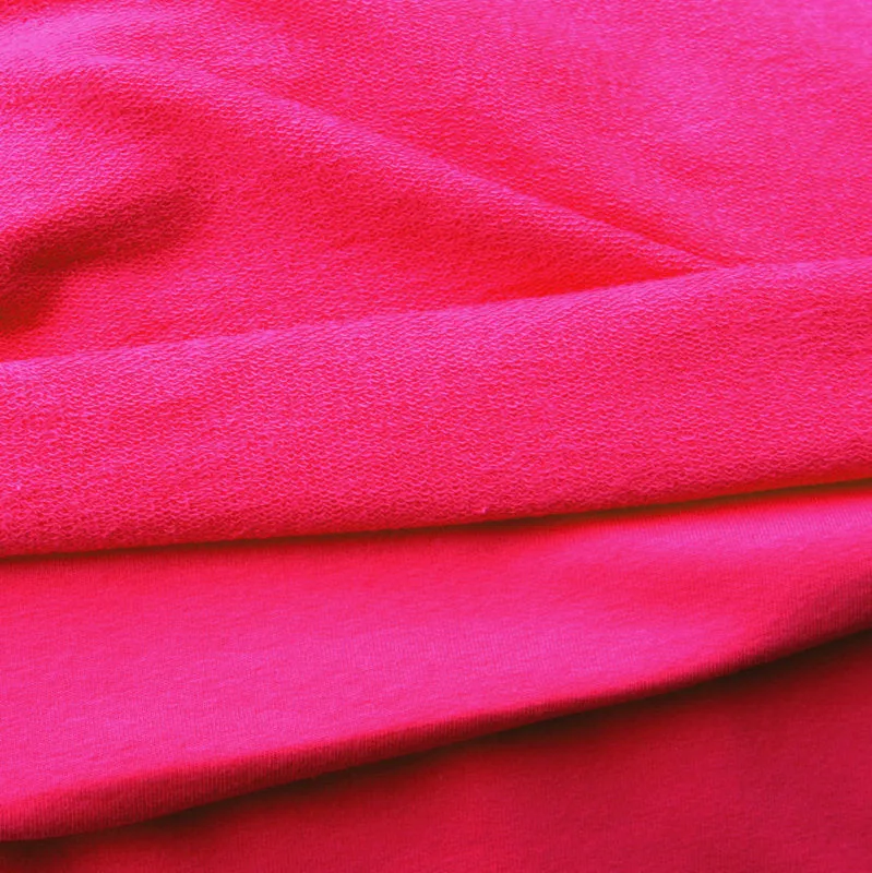 Bright Pink Cotton Lycra French Terry Fabric