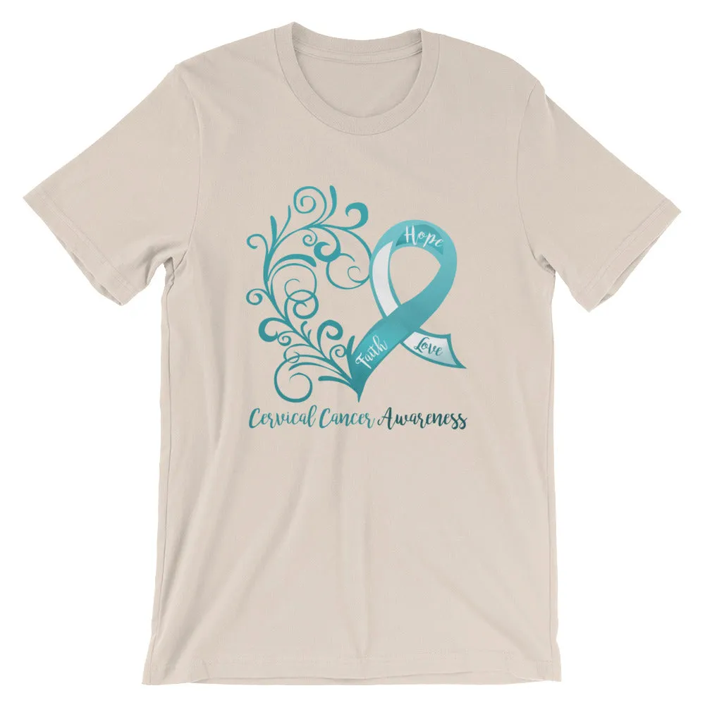 Cervical Cancer Awareness Heart T-Shirt - Several Colors Available