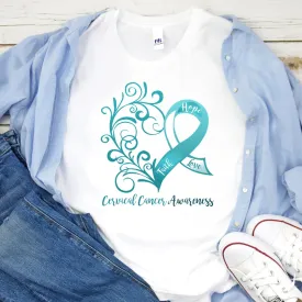 Cervical Cancer Awareness Heart T-Shirt - Several Colors Available