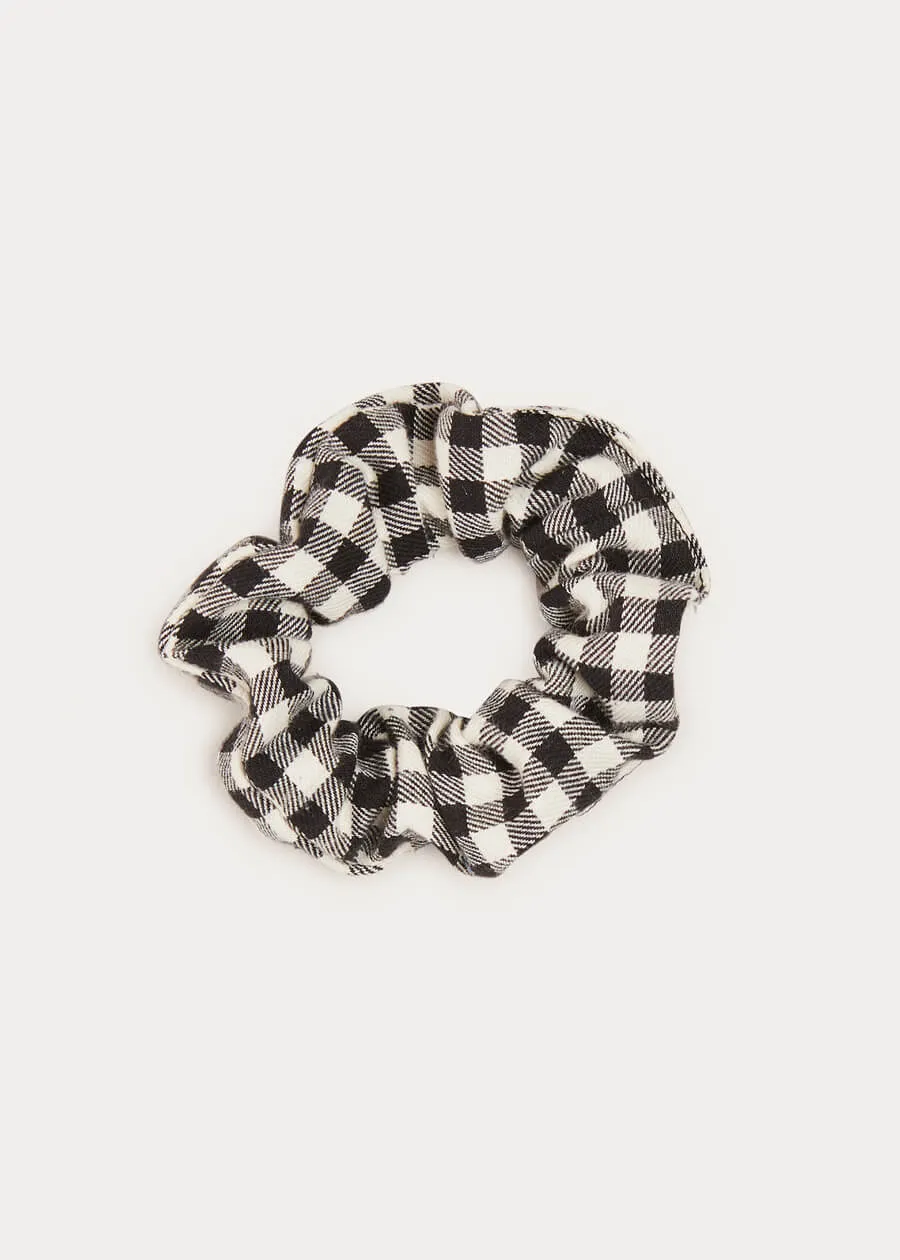 Check Scrunchie Hair Tie In Black