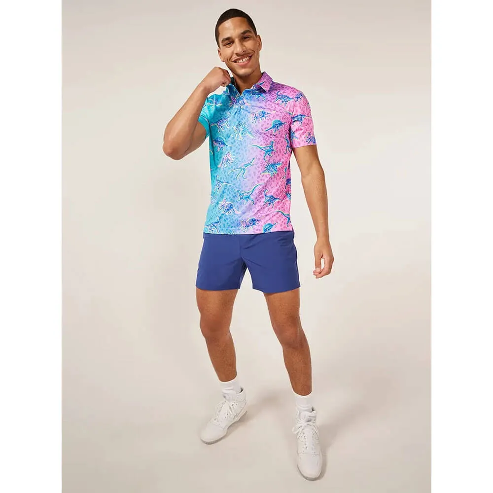 Chubbies The Dino Delight Performance Polo Shirt - Turquoise/Aqua