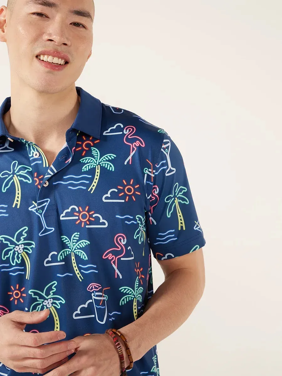 Chubbies The Neon Light Performance Polo Shirt - Navy