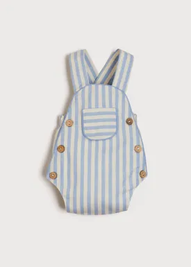 Chunky Stripe Pocket Front Dungaree Romper in Blue (3-18mths)