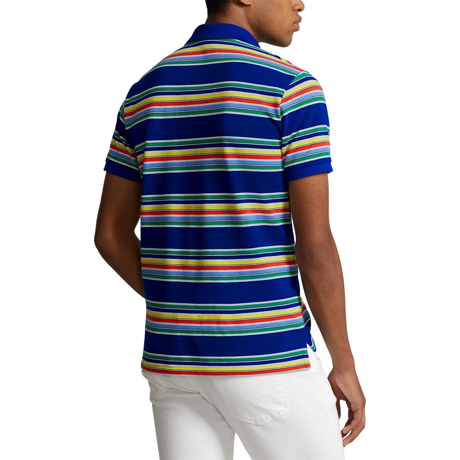 Custom Fit Mesh Polo - Stripe - Heritage Royal Blue Multi