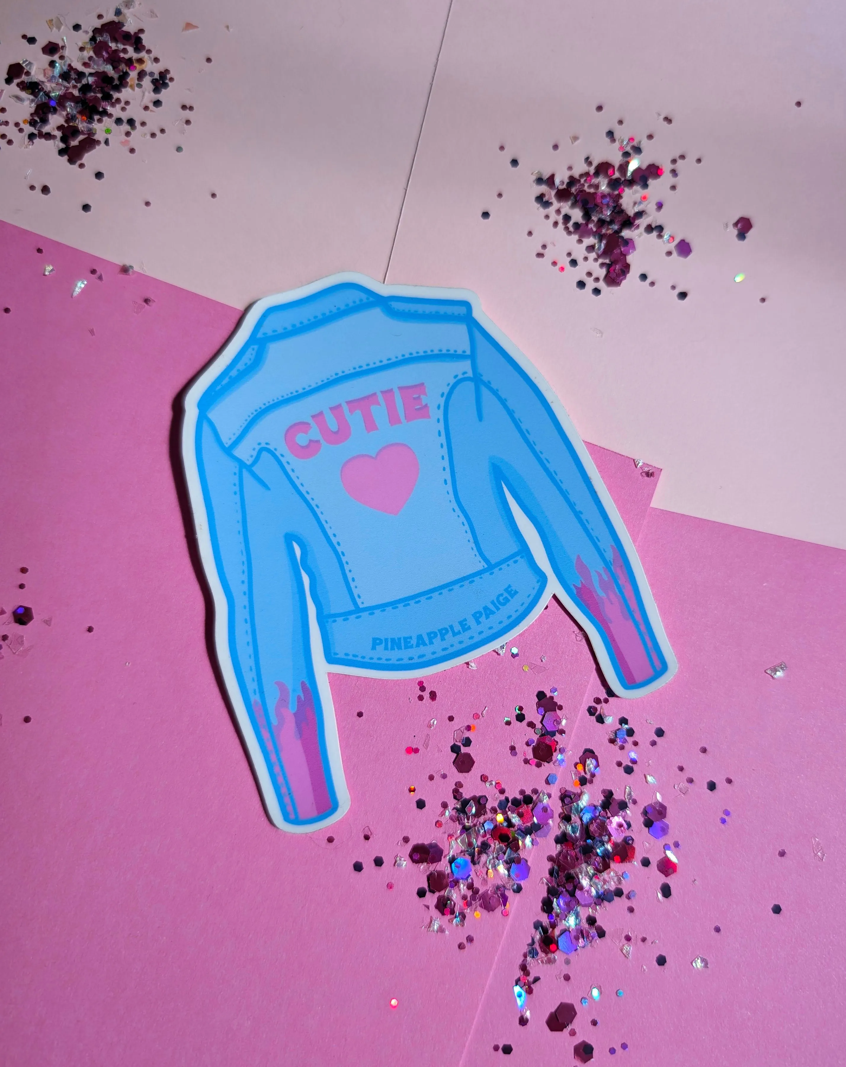 Cutie - Blue Motorbike Jacket Sticker