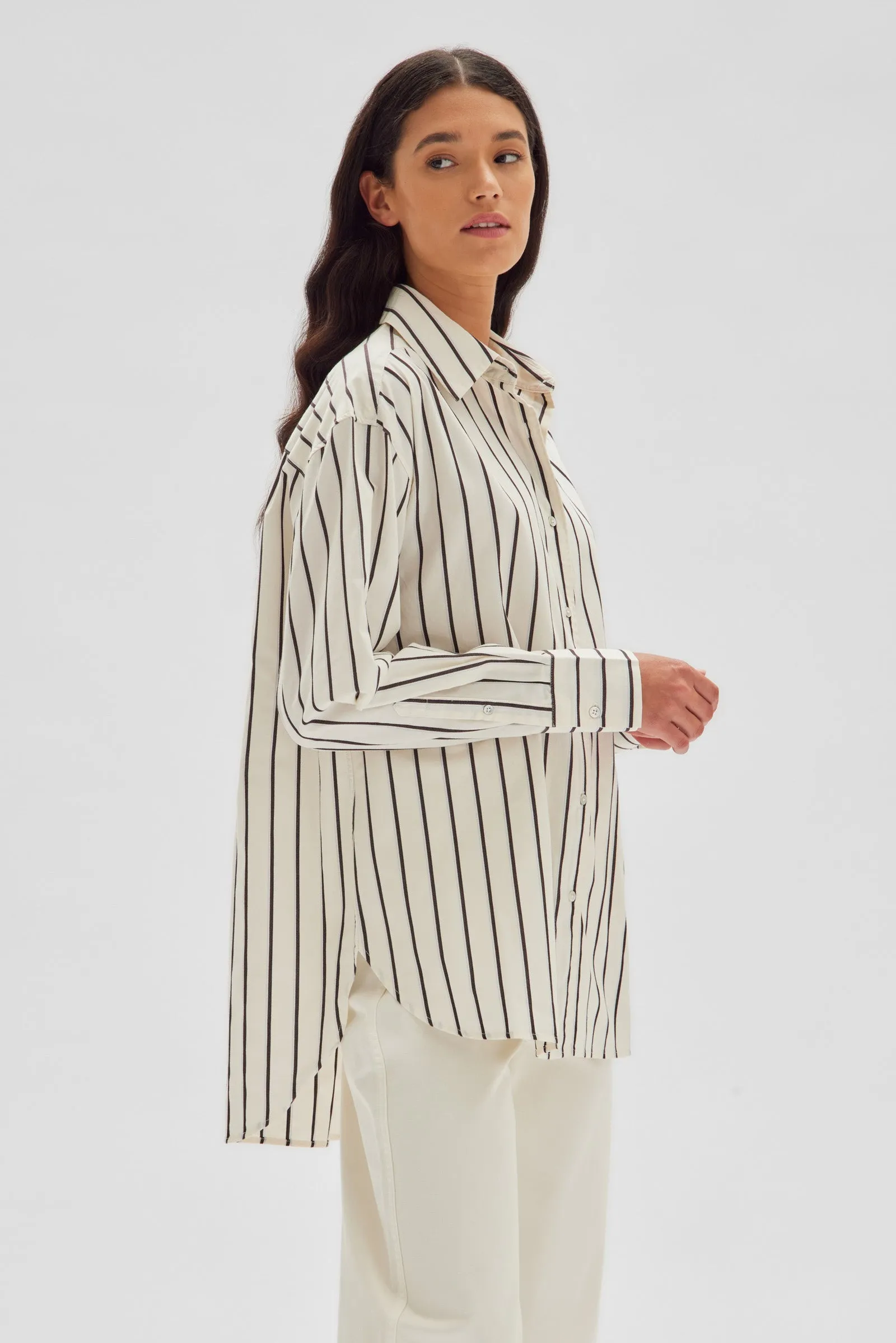 Everyday Poplin Shirt Cocoa Stripe