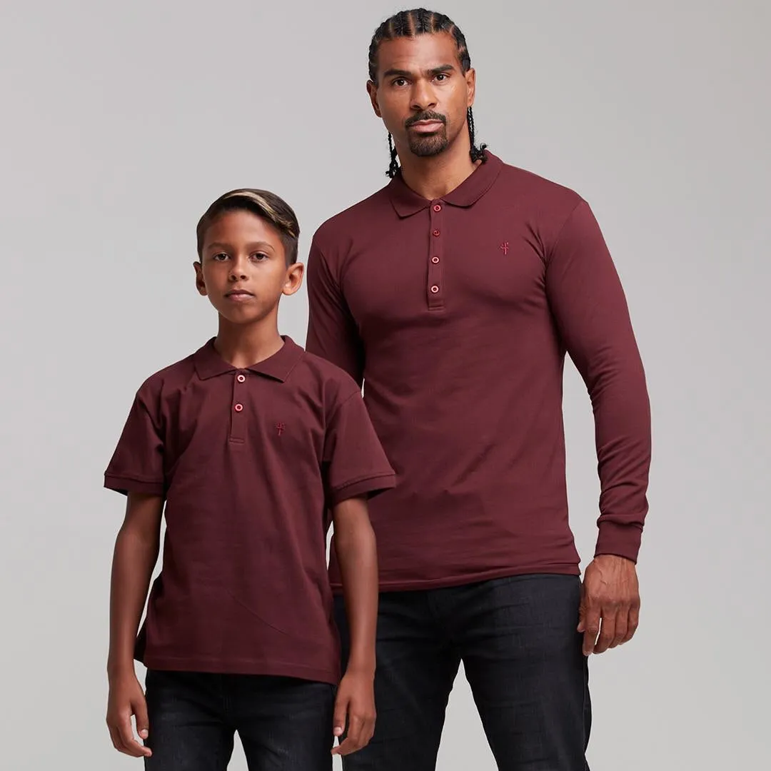 Father Sons Boys Classic Burgundy Polo Shirt - FSB022 (LAST CHANCE)