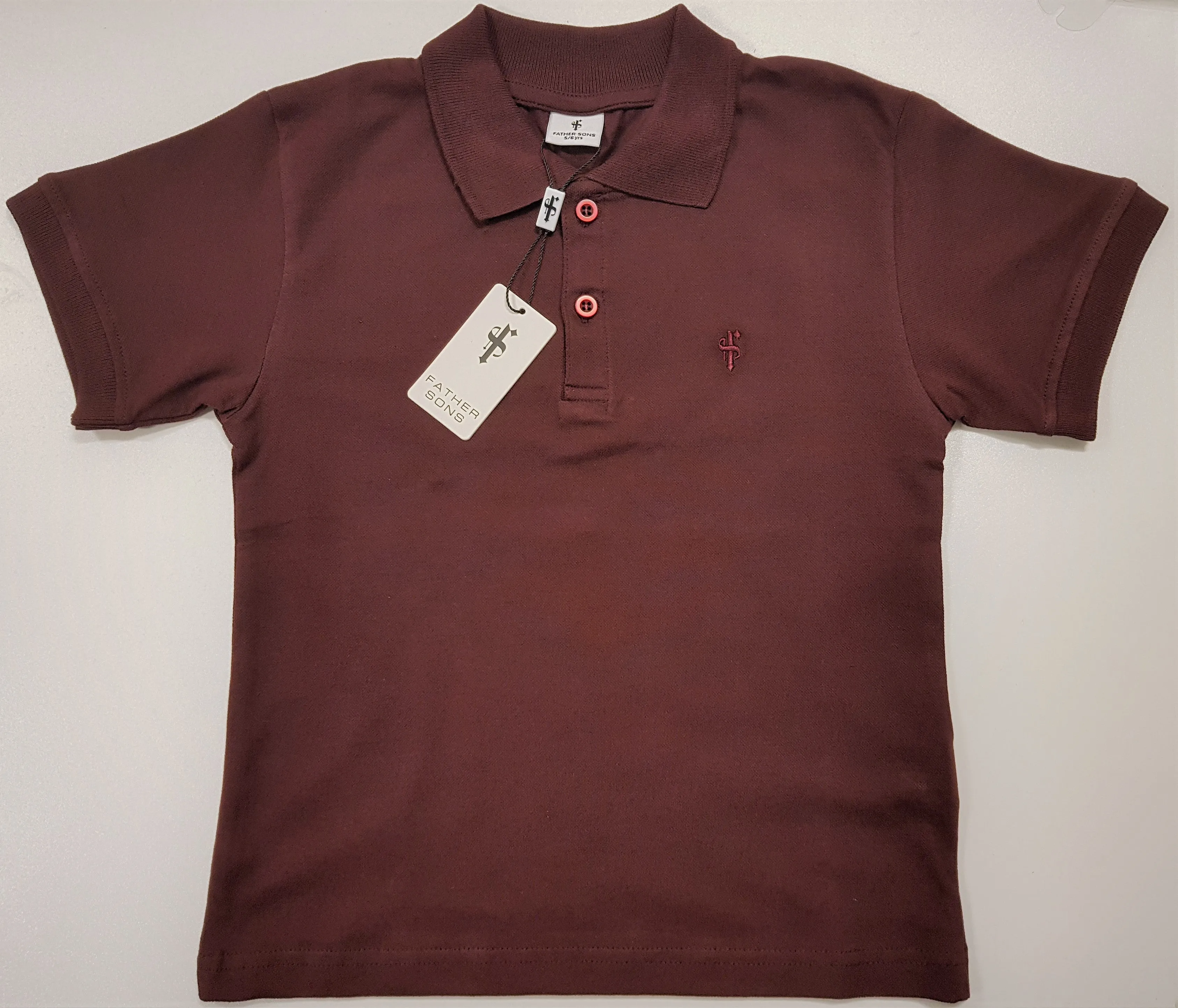 Father Sons Boys Classic Burgundy Polo Shirt - FSB022 (LAST CHANCE)