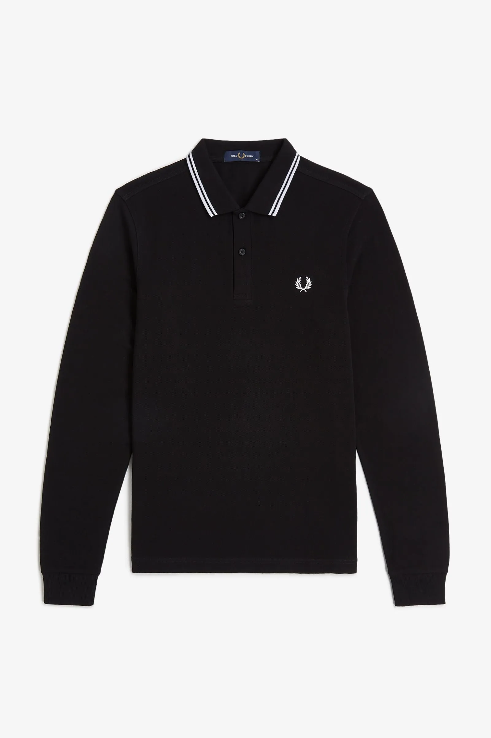 Fred Perry Long Sleeve Polo Black / White / White