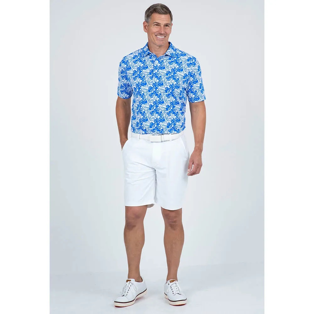 IBKUL Mens Tropical Polo Shirt - White/Royal