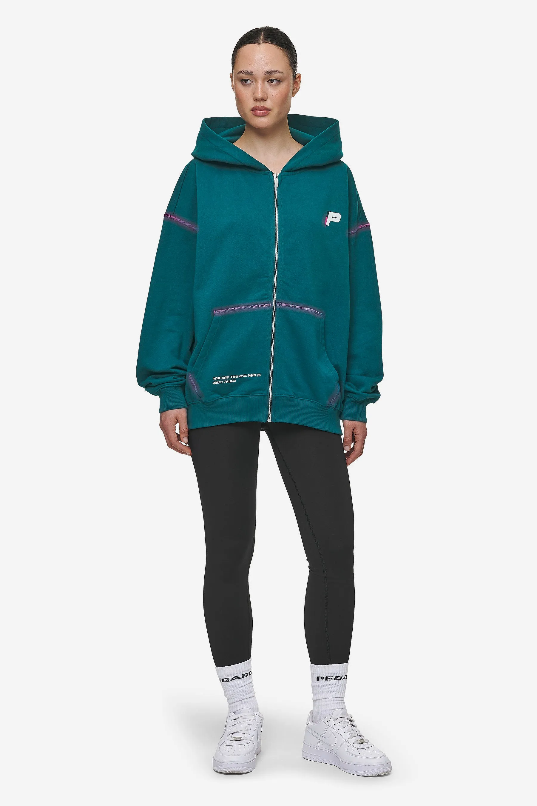 Jenna Oversized Sweat Jacket Washed Urban Turquoise