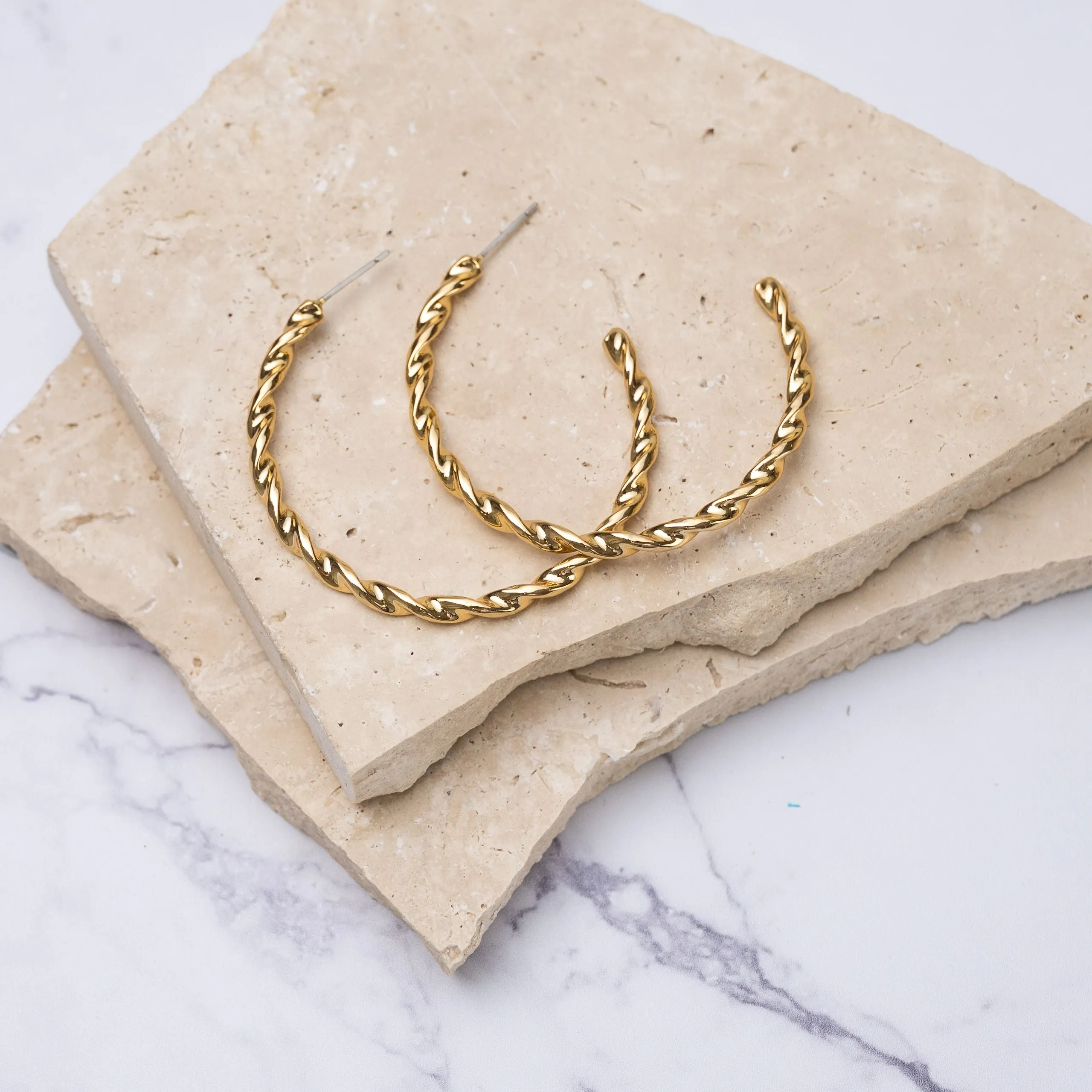 Kathryn 14k gold plated twist hoop earrings