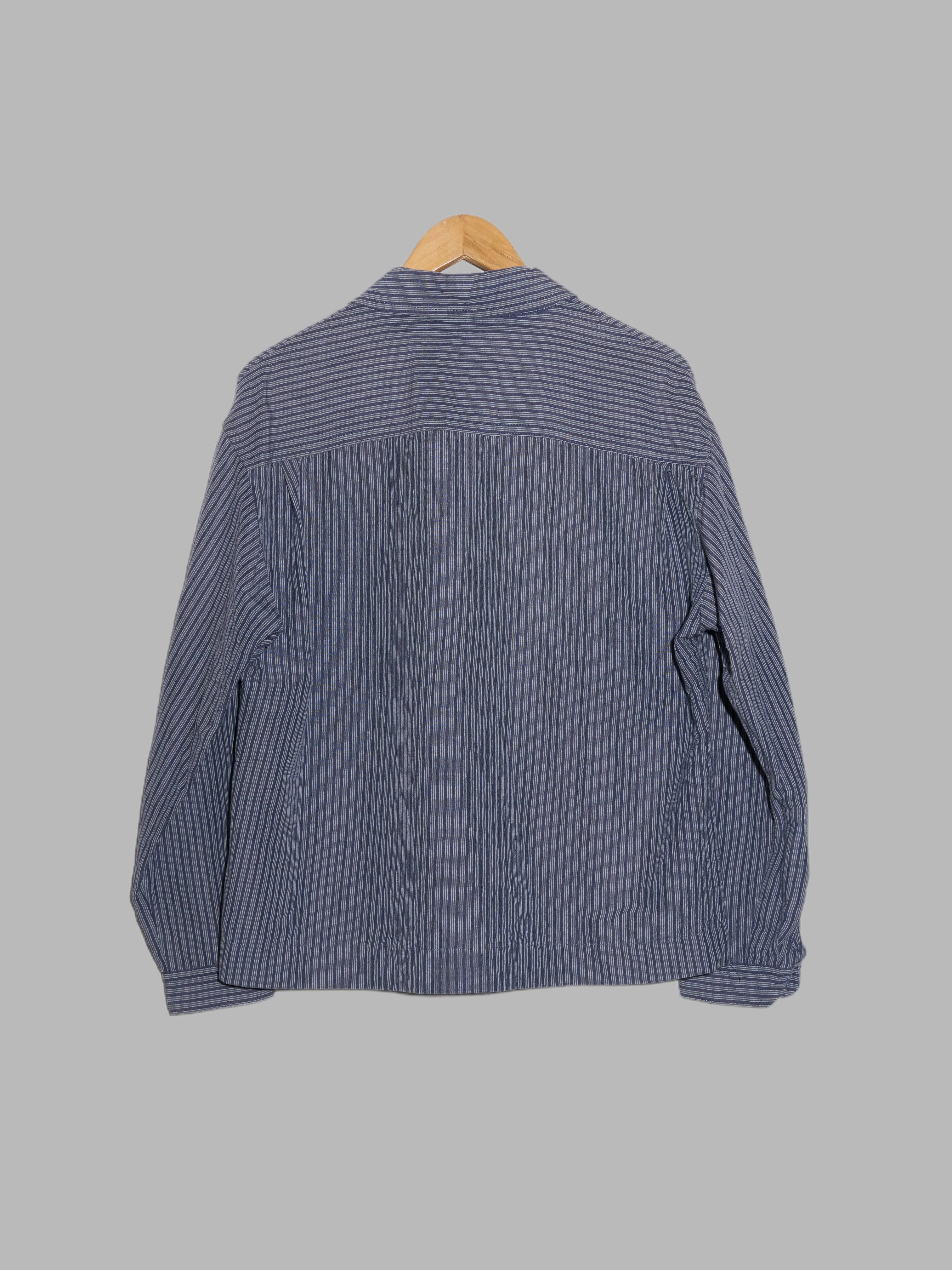 Kenzo Homme 1990s blue striped linen cotton work jacket - sz 2 M S