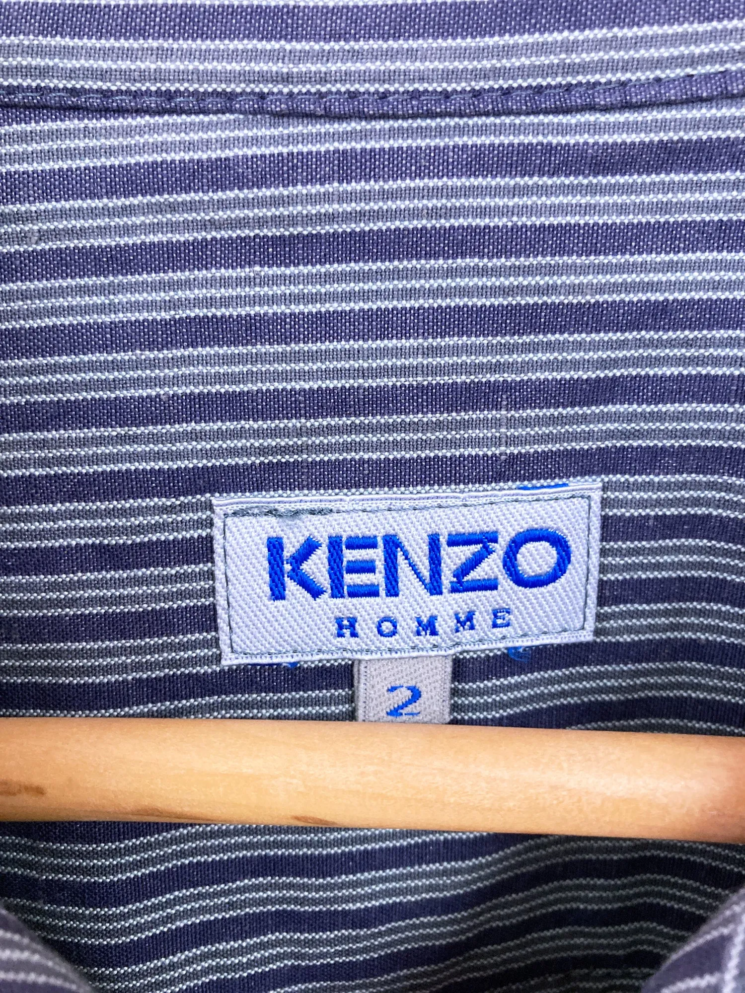 Kenzo Homme 1990s blue striped linen cotton work jacket - sz 2 M S