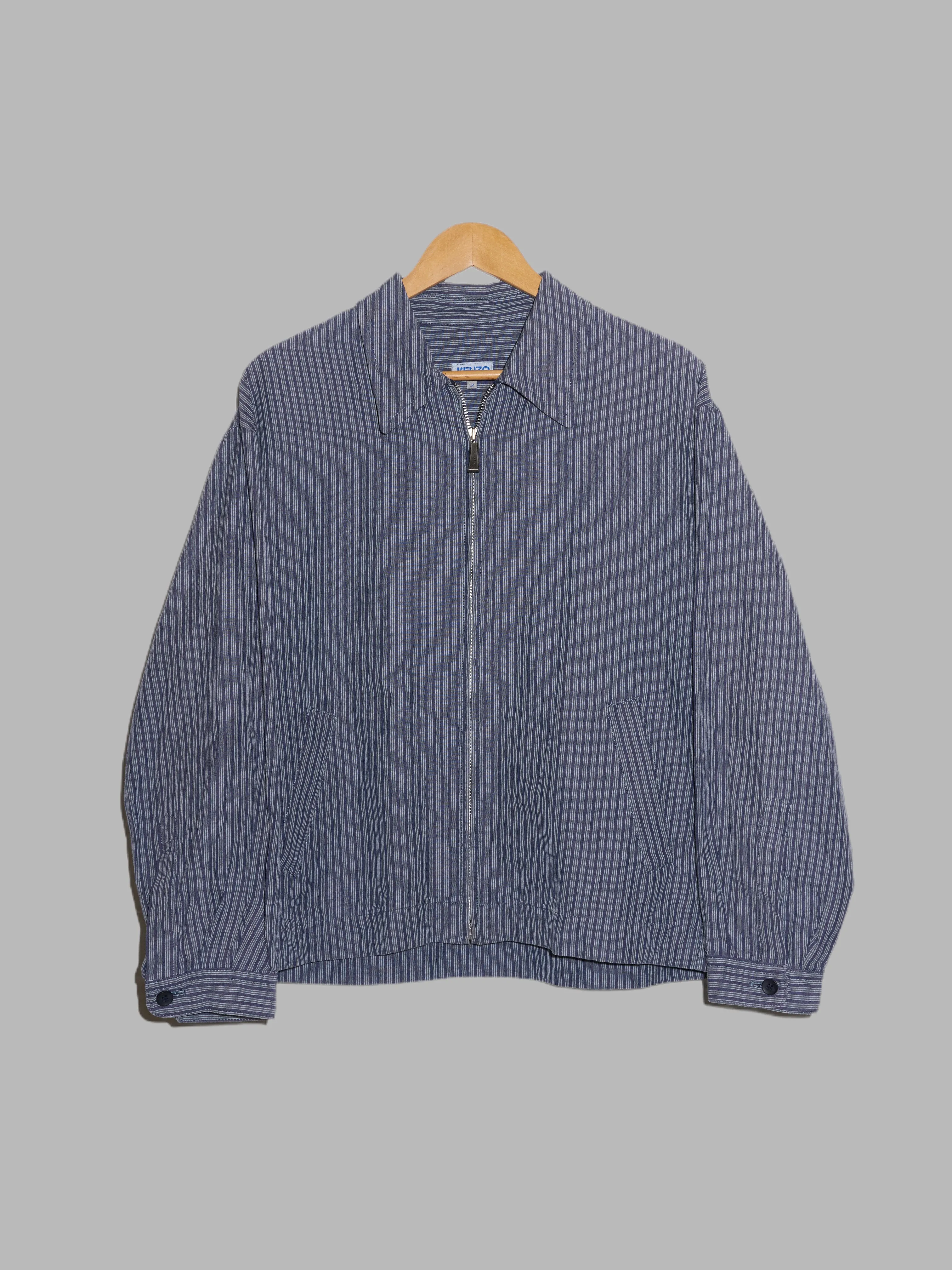 Kenzo Homme 1990s blue striped linen cotton work jacket - sz 2 M S