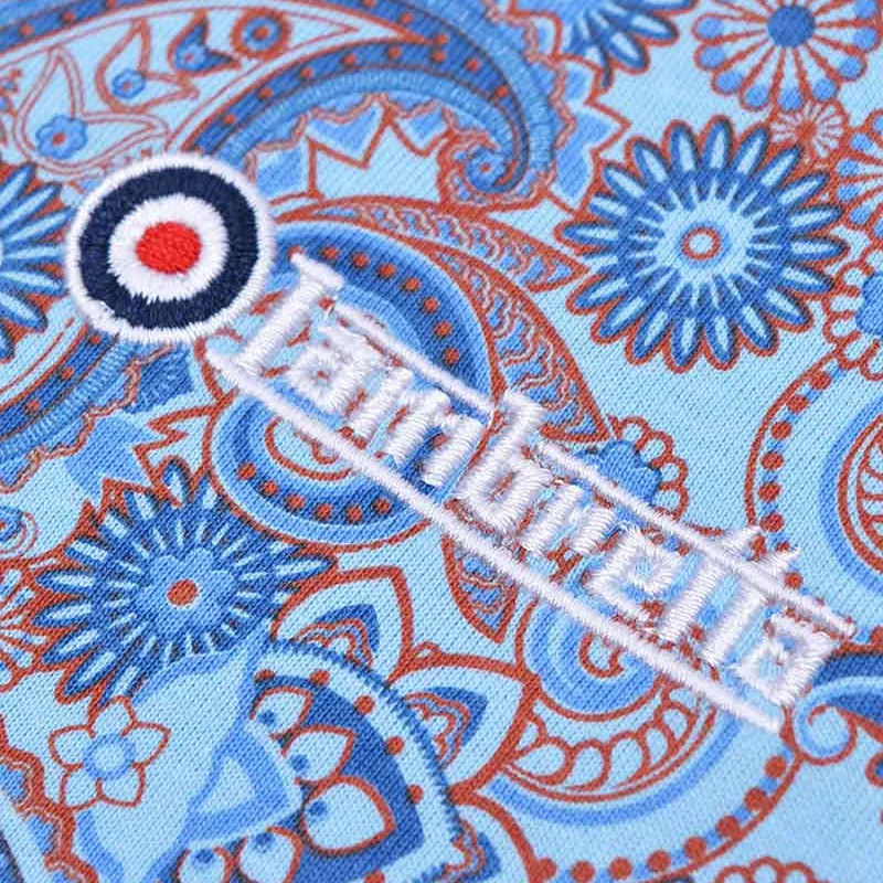 Lambretta Paisley Polo Shirt Sky