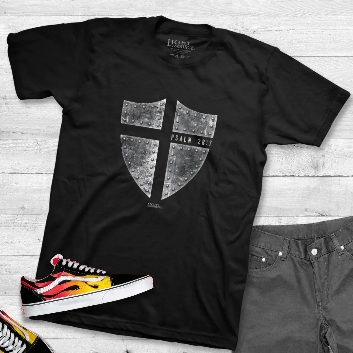 Light Source Mens T-Shirt Cross Shield